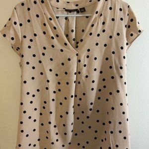 Halogen light pink with black polka dots blouse, size Medium